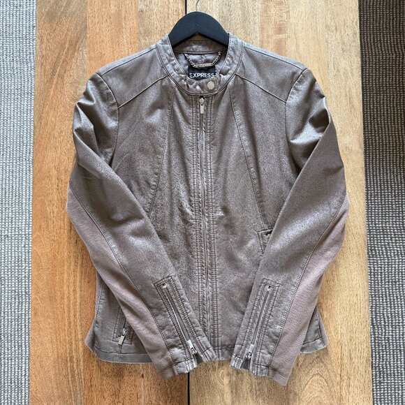 Express Faux Vegan Leather Jacket - Size LG - Picture 1 of 3
